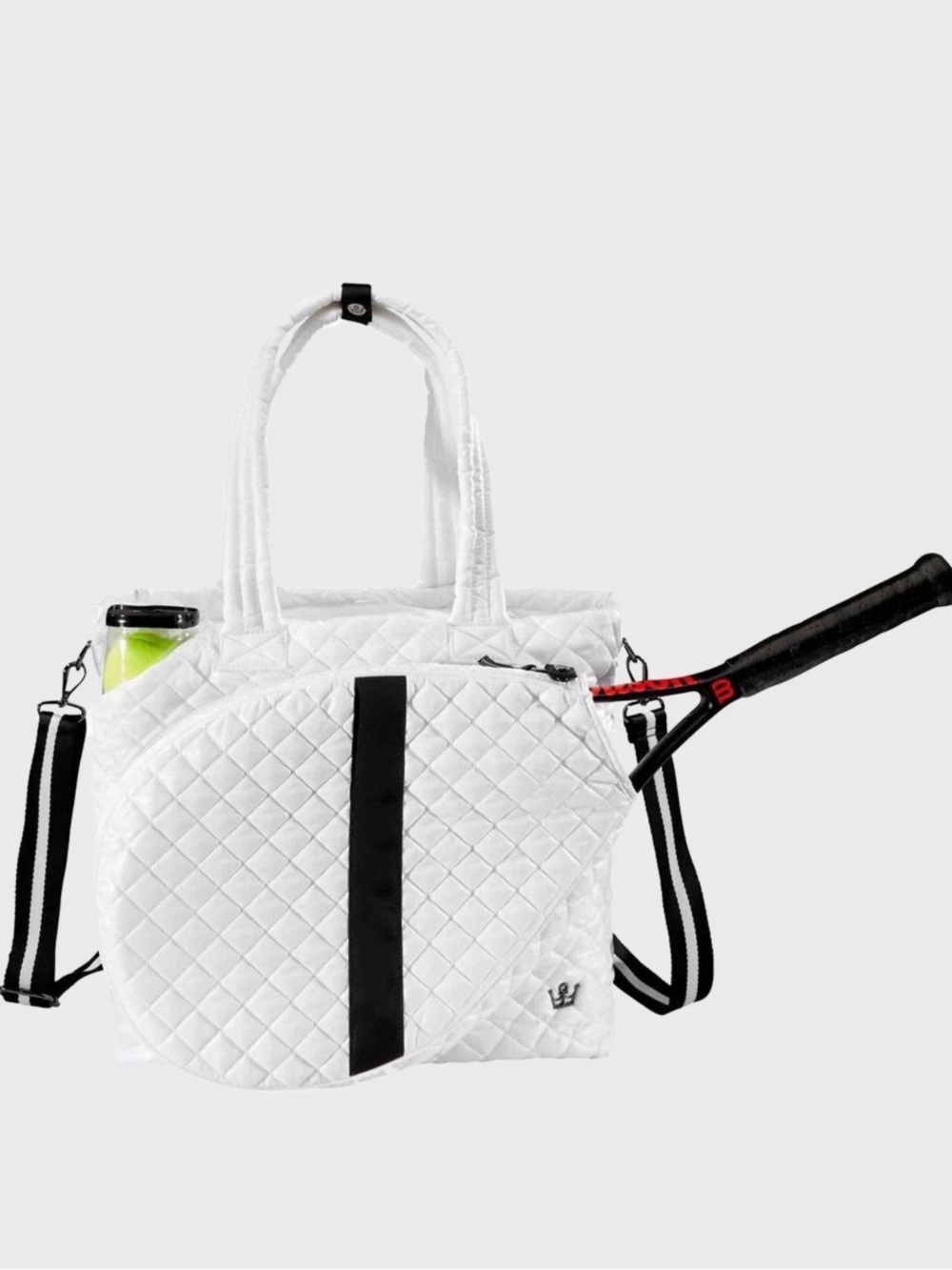 Oliver Thomas Quilted White Tennis Tote Bag with Black Accents